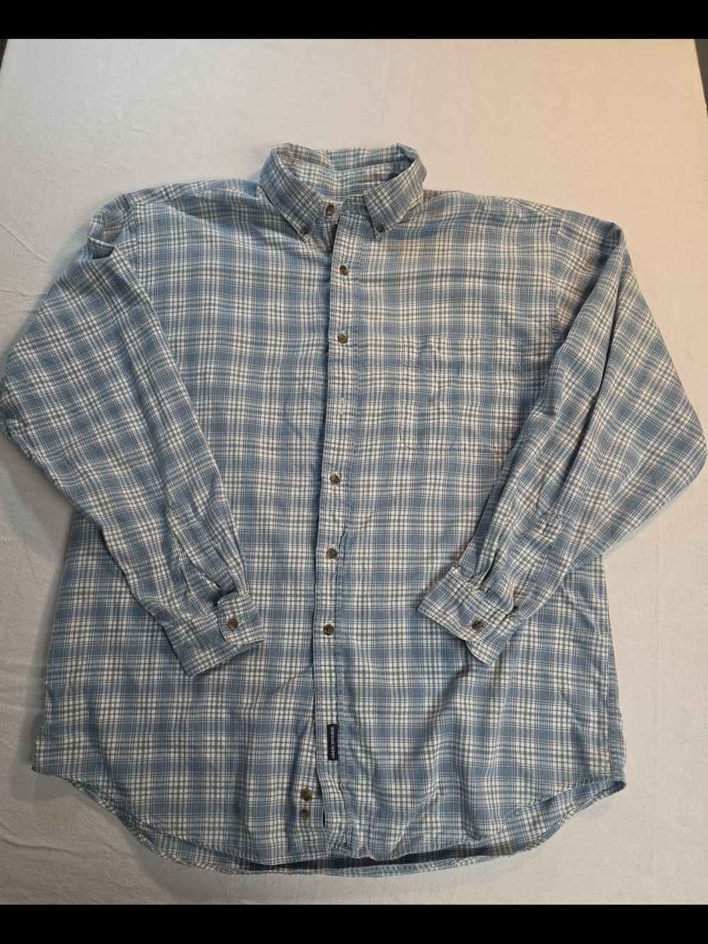 Abercrombie & Fitch Light Blue and White Plaid Button-Down Shirt